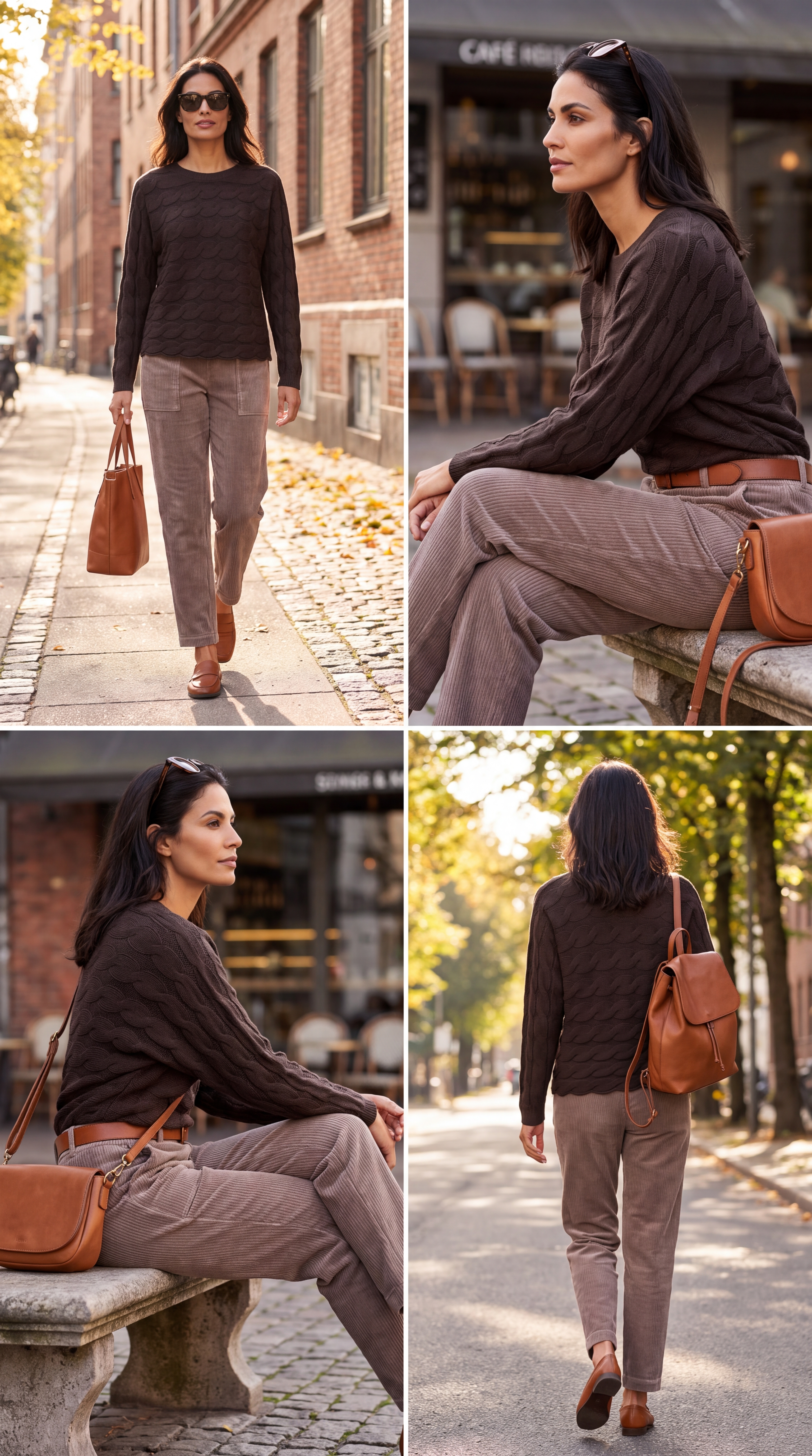 Dámsky pletený pulóver s osmičkovým vzorom BROADWAY NYC FASHION ESPRESSO Tmavohnedý s.WEAR 6